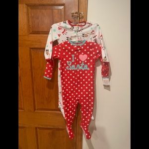 CARTER'S Lot 2T Sleeper Santa Fleece Footie Pajama